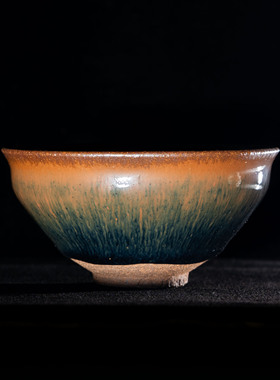 五里亭编83933码建盏束口主人杯尺寸9x4.6青黄毫