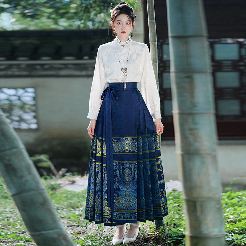 TOPS HORSE-FACED SKIRTS SPRING AND AUTUMN MODIFIED HANFU SHIRTS LONG-SLEEVED NEW CHINESE NATIONAL STYLE WOMENS PLACKET STAND-UP COLLAR SHIRTS