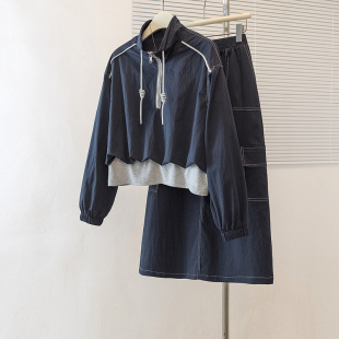 大码微胖mm独特漂亮套装女2026新款早春一整套遮肉梨型身材两件套