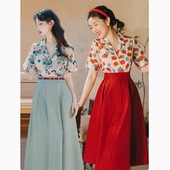 高级感女装 闺蜜装 夏季 80年代怀旧服装 70复古港风连衣裙子 姐妹套装