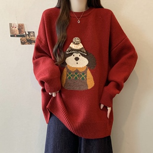 灰色巨好看针织衫毛衣女2025超火冬大码胖mm宽松中长款遮屁股上衣