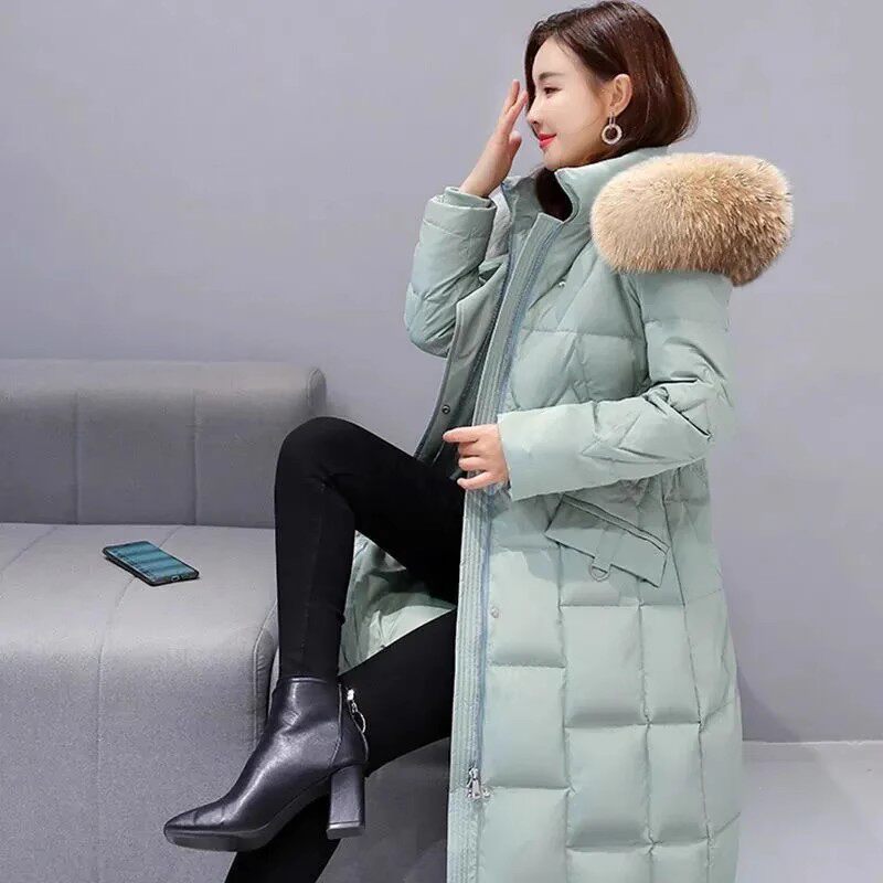 2025新款羽绒棉服女长款过膝大码棉衣时尚修身显瘦大毛领加厚外套
