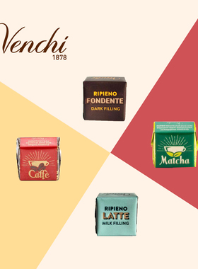 意大利现货Venchi闻绮牛奶巧/黑巧/咖啡/抹茶巧克力方块进口零食