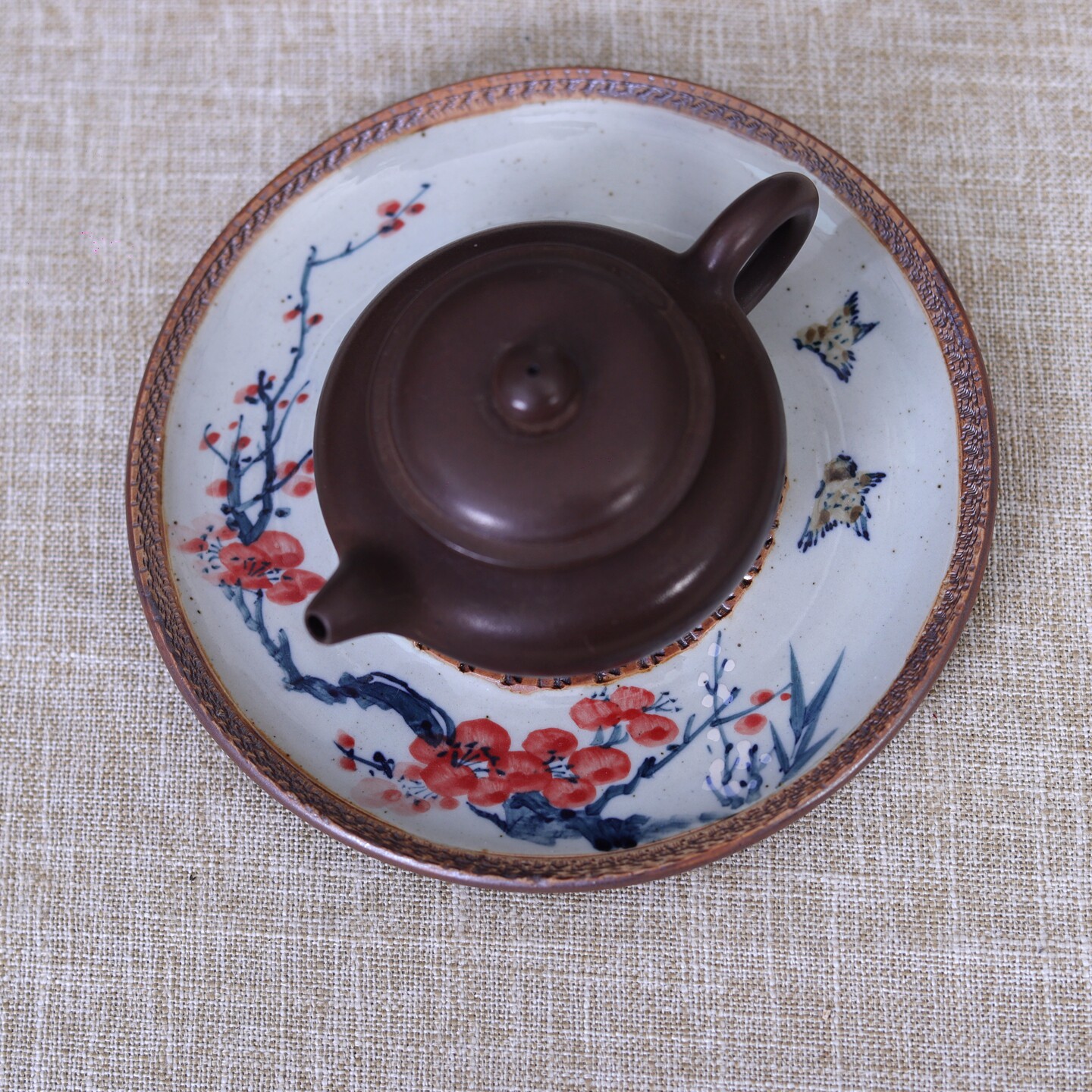 苏亿鹏手作跳刀手绘壶承摆件铁锈釉可茶养茶点盘茶托盖置手工潮彩