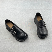 米新款 双扣带雕花复古学院风小皮鞋 英伦风布洛克鞋 女2026年春款