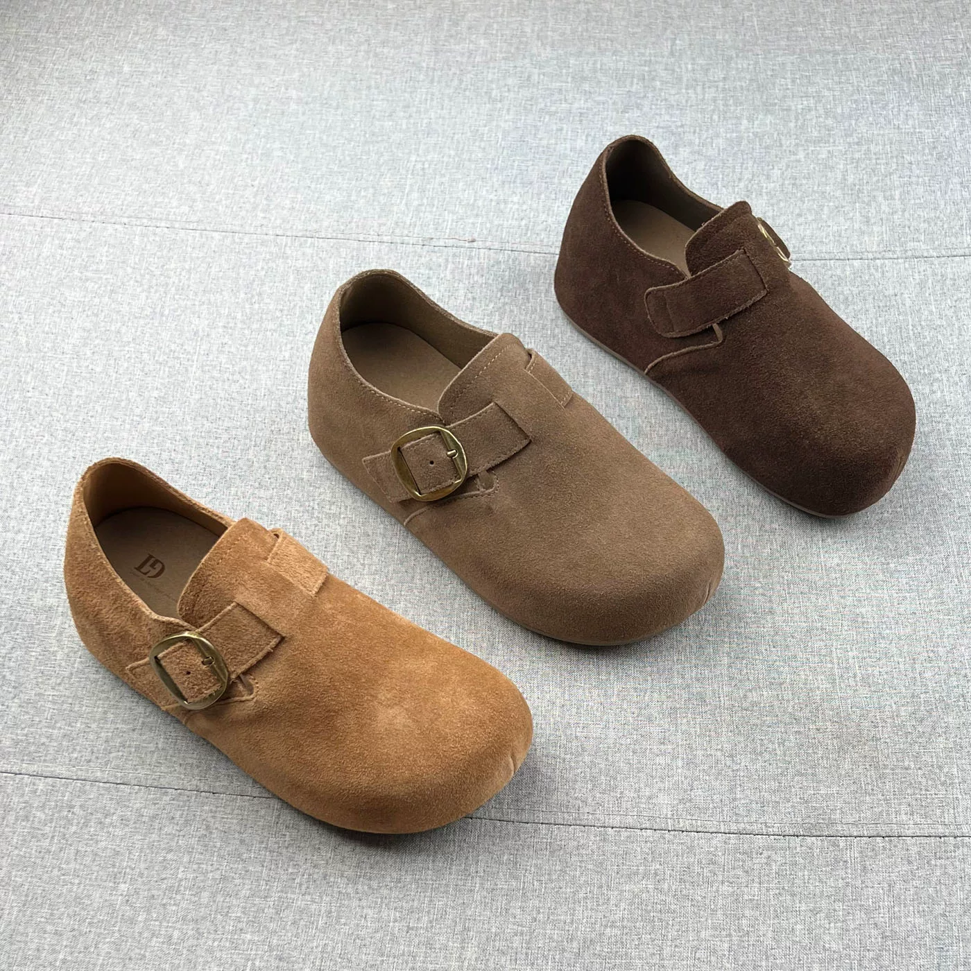 Женские обувь из натуральной кожи с подкладкой для повышения высоты, Birkenstock, новая осень 2025, мягкая поверхность, нескользящая толстая подошва, повседневная обувь‑лоферы