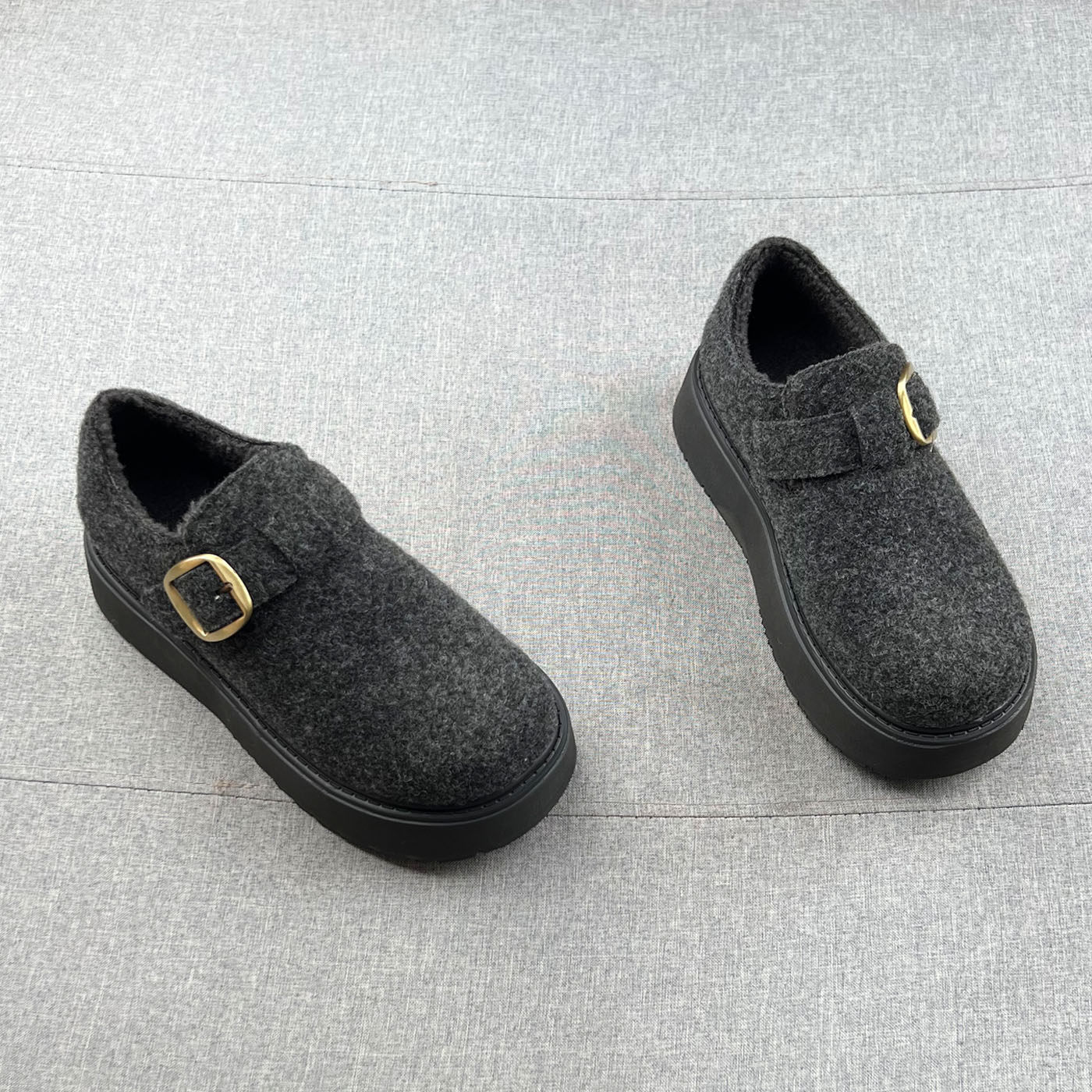 韩版呢子羊毛绒保暧魔术贴厚底增高勃肯鞋2025年冬款松糕底单鞋女,女鞋,勃肯鞋/软木鞋,淘宝优惠券,粉丝福利购,淘宝优惠卷