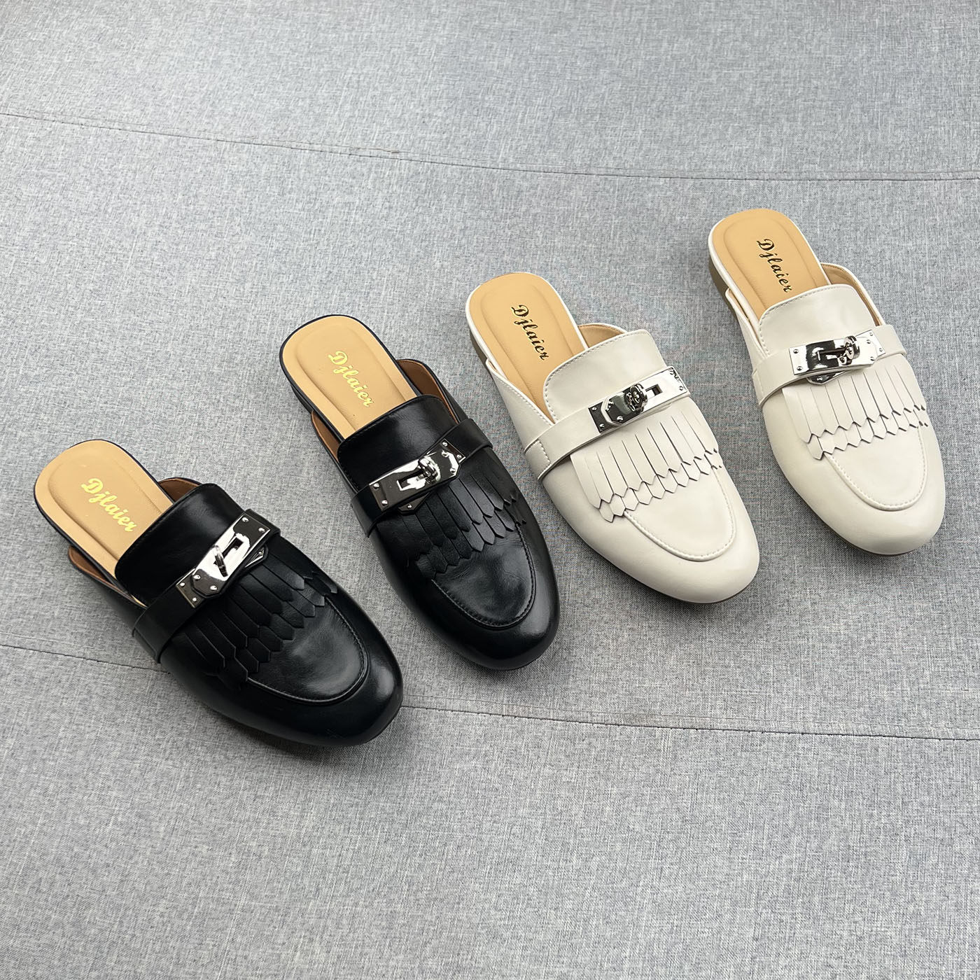 真皮流苏包头勃肯拖鞋女外穿2026年春款软面低跟懒人半拖鞋乐福鞋,女鞋,包头拖,淘宝优惠券,粉丝福利购,淘宝优惠卷