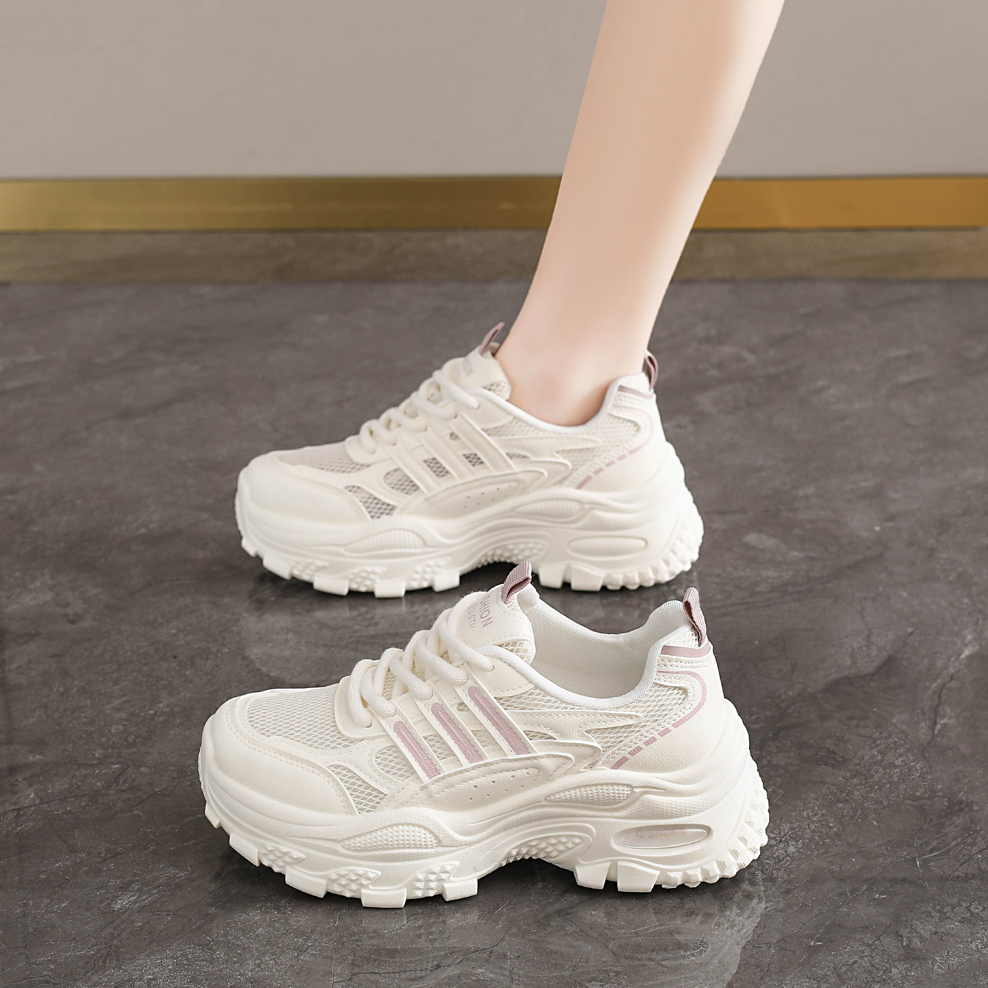 女鞋爆款镂空老爹鞋夏季新款厚底单网运动鞋增高休闲鞋透气跑步鞋