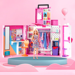 BARBIE/芭比娃娃时尚双层梦幻衣橱宠物商店马里布旅行家女孩玩具