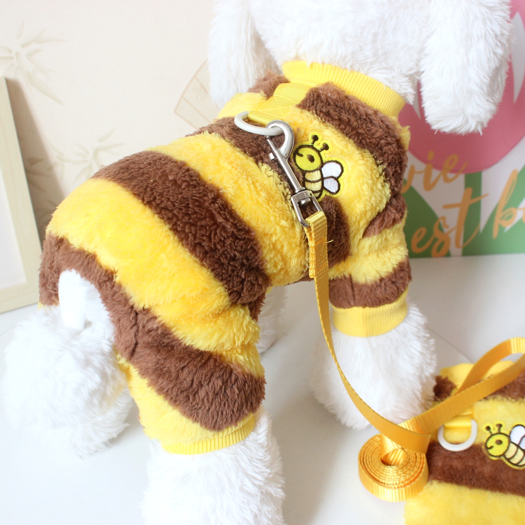 狗狗衣服四脚秋冬款小蜜蜂保暖绒衣猫咪宠物衣服秋季比熊泰迪衣服