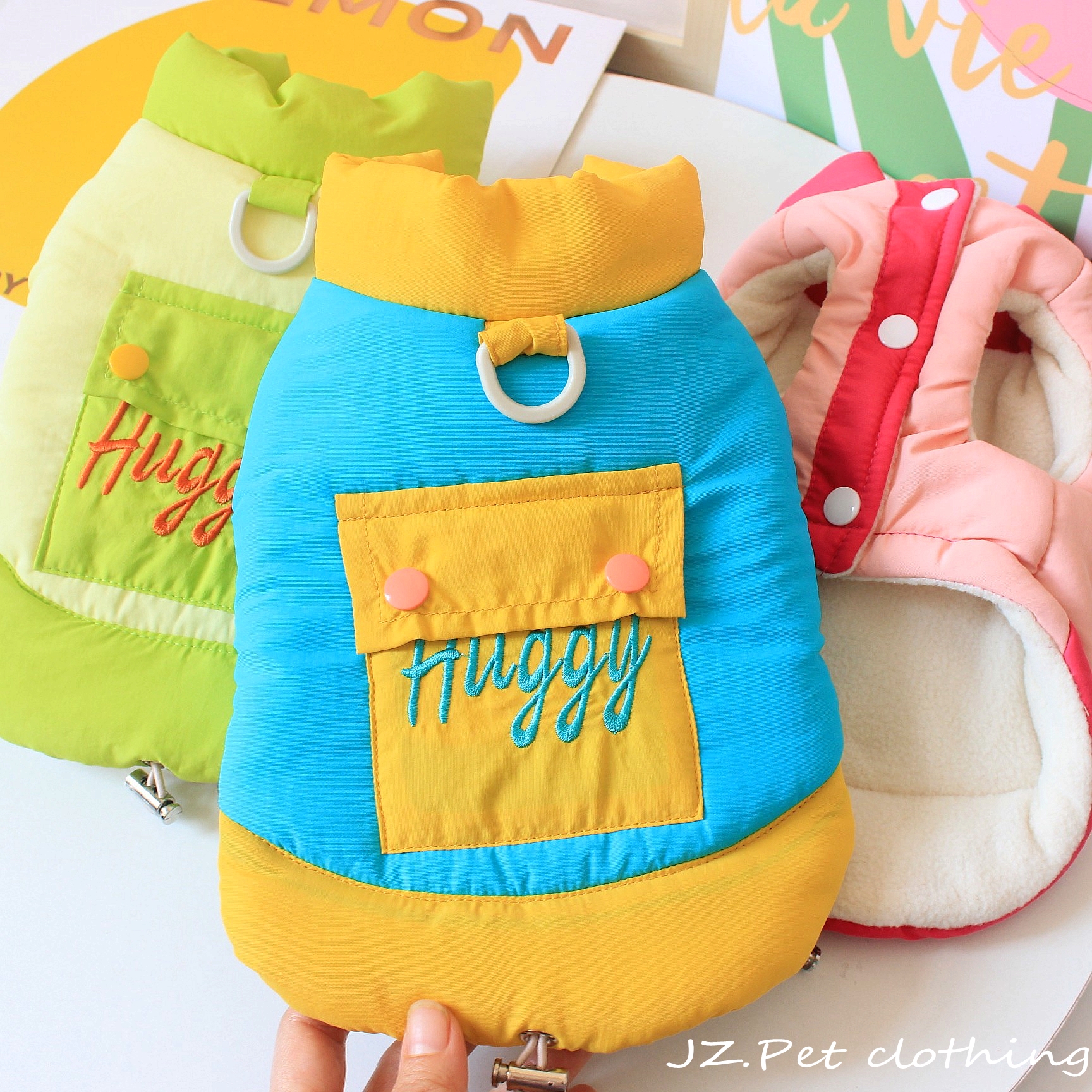 宠物狗狗衣服秋冬装马甲小型犬泰迪比熊博美加厚加绒保暖牵引棉衣