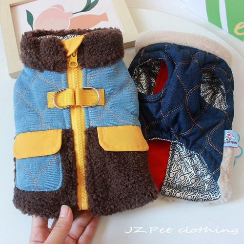 宠物加厚牛仔夹克猫咪狗狗秋冬季棉衣狗狗衣服比熊小型犬保暖冬装