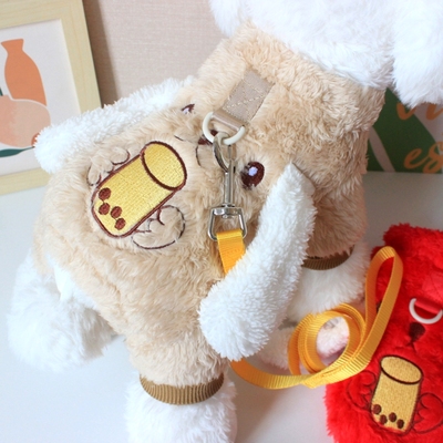 狗狗衣服秋冬装宠物泰迪比熊犬服装可牵引加厚保暖杯熊四腿绒衣服