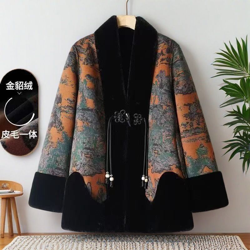 2025新款秋冬妈妈装皮草外套女水貂绒皮毛一体大衣中老年双面洋气