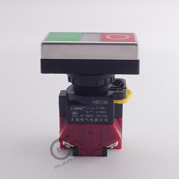 hby38 la38-11b 二位按钮开关 自复位双位钮 长方形红绿按钮