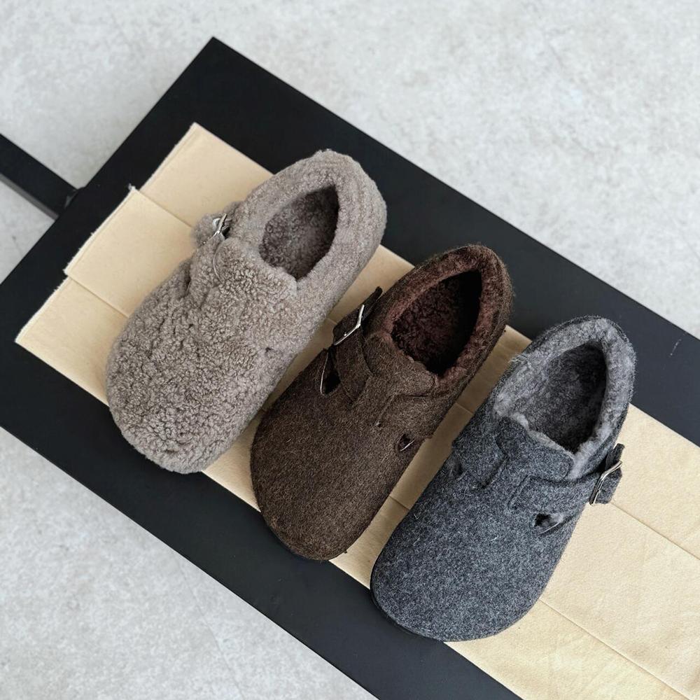 羊皮毛一体勃肯鞋女冬保暖毛毛鞋