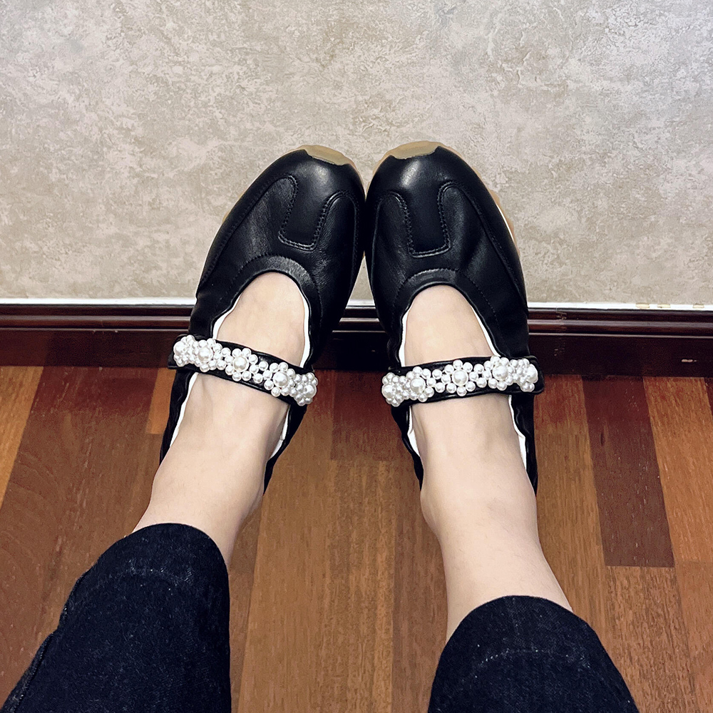 6.5cm内增高头层皮玛丽珍休闲鞋