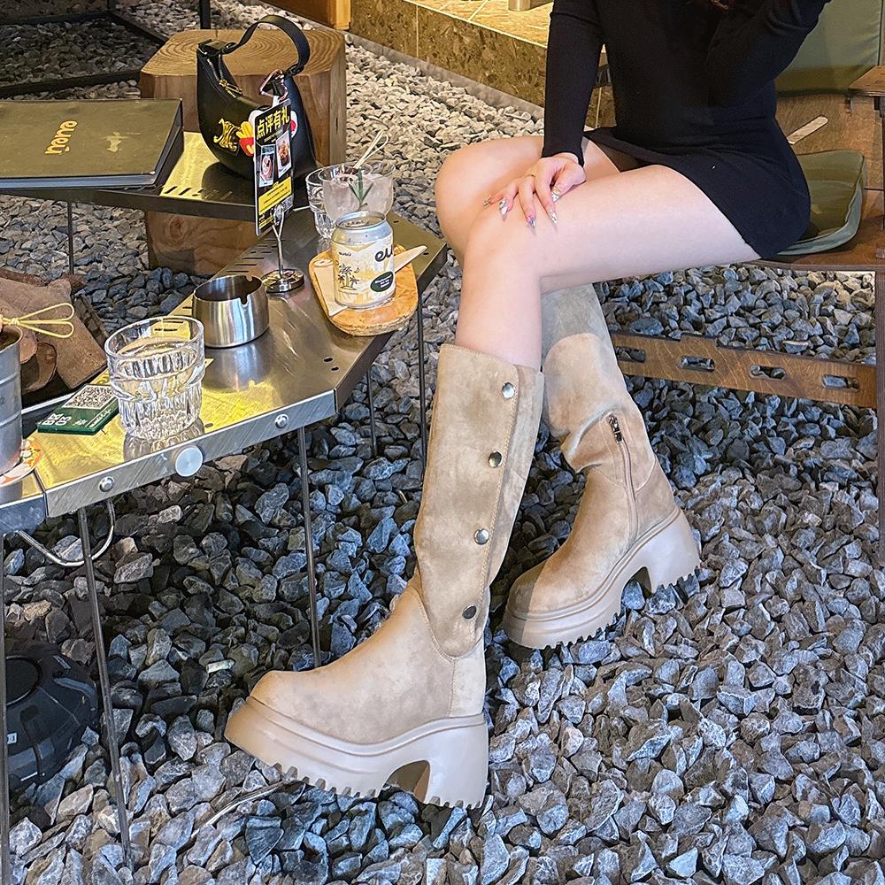 【8cm巨显腿长】中筒骑士靴厚底