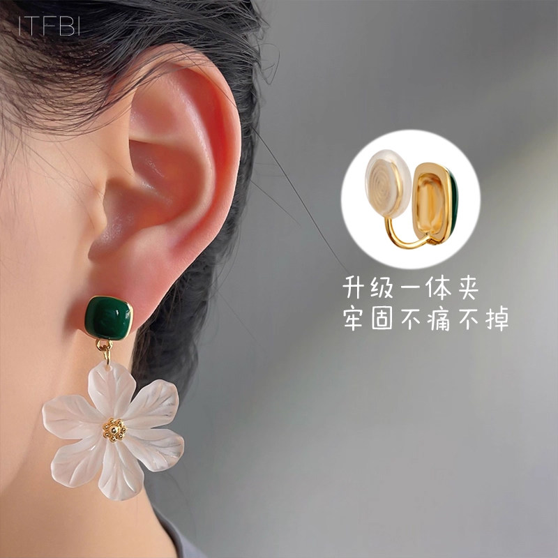 无耳洞蚊香盘耳夹纯银针耳钉