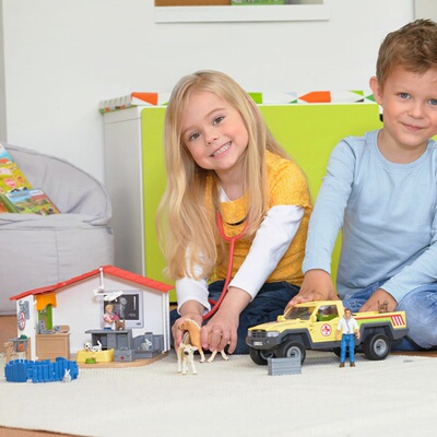 正品德国思乐宠物医生医院schleich小狗兔马驹诊所模型玩具42502