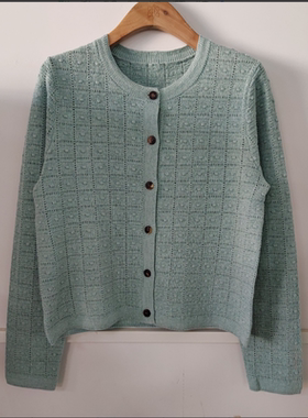 圆领肌理针织开衫  51A080915