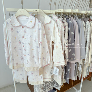 韩系A类100棉儿童家居服套装男童女童全棉长袖长裤儿童睡衣两件套