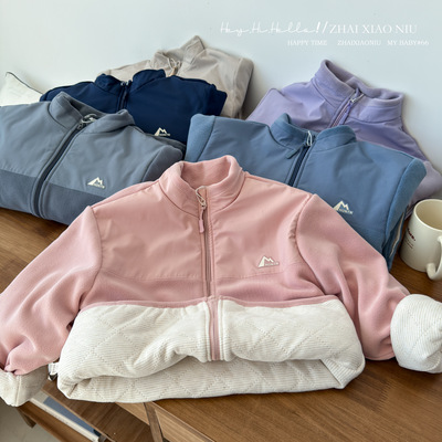 奥粒绒外套儿童男宝女童棉袄大童蚕丝加厚双层校服内搭冲锋衣棉衣