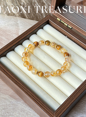 天然黄虎眼石黄胶花招财转运珠手链精致高级感手串送闺蜜生日礼物