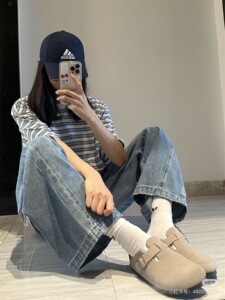 2026新款真皮勃肯鞋女平底休闲运动板鞋百搭小白鞋阿甘鞋运动鞋