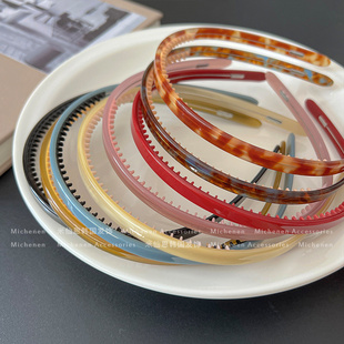 米仙恩韩国进口France醋酸发箍法式 日常发卡纯色简约钢丝防滑头箍