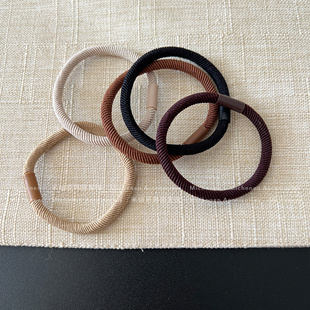米仙恩ins超气质茶棕色简约皮筋基础款 扎头发圈螺纹实用百搭头绳