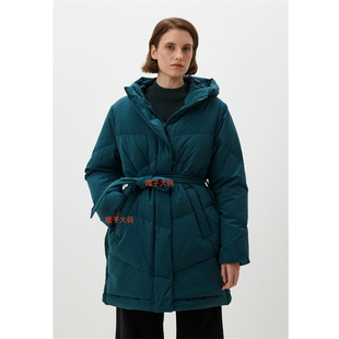 俄单Goo*冬季大码女装90绒加厚连帽中长款羽绒服mid down jacket