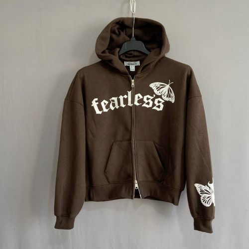 美单大码女装秋冬连帽卫衣宽松外套开衫短款上衣fleece jacket