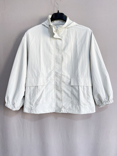 美单女装秋季新款连帽拉链外套夹克宽松上衣帽衫loose jacket