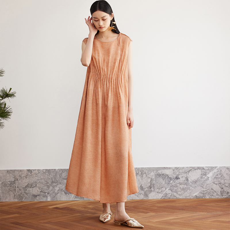 复古新中式炒色提花连衣裙