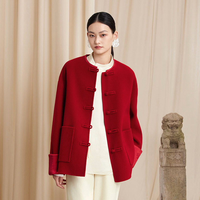 如意连云【景绵】新款羊毛蚕丝双面呢短外套女新中式盘扣毛呢上衣,女装/女士精品,毛呢外套,淘宝优惠券,粉丝福利购,淘宝优惠卷