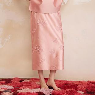 国风开叉口袋直筒裙 松紧腰绣花半身裙女新中式 如意连云 彤硕