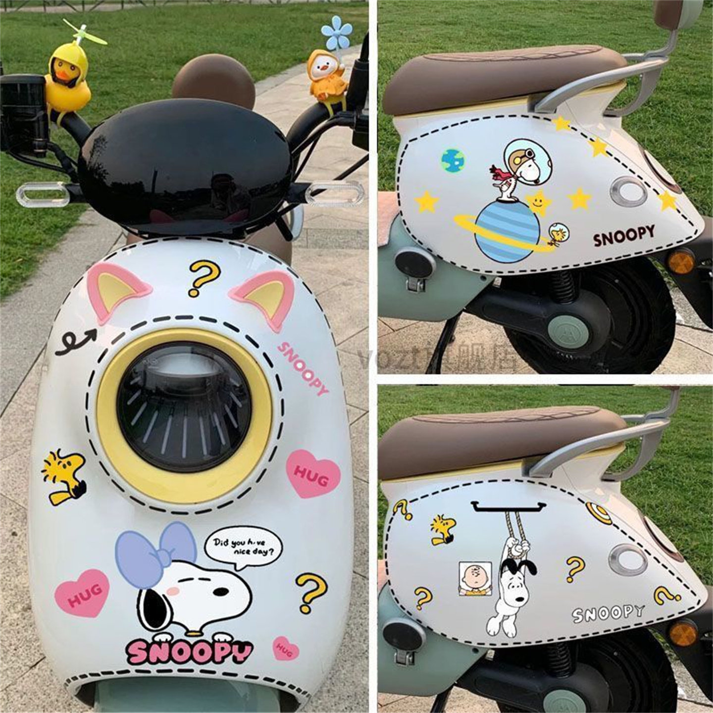 史努比汽车电动摩托车snoopy可爱趣味电瓶车装饰创意遮挡盖划痕