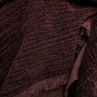 秋冬加厚提花拱针棉麻布料深绛紫色半米