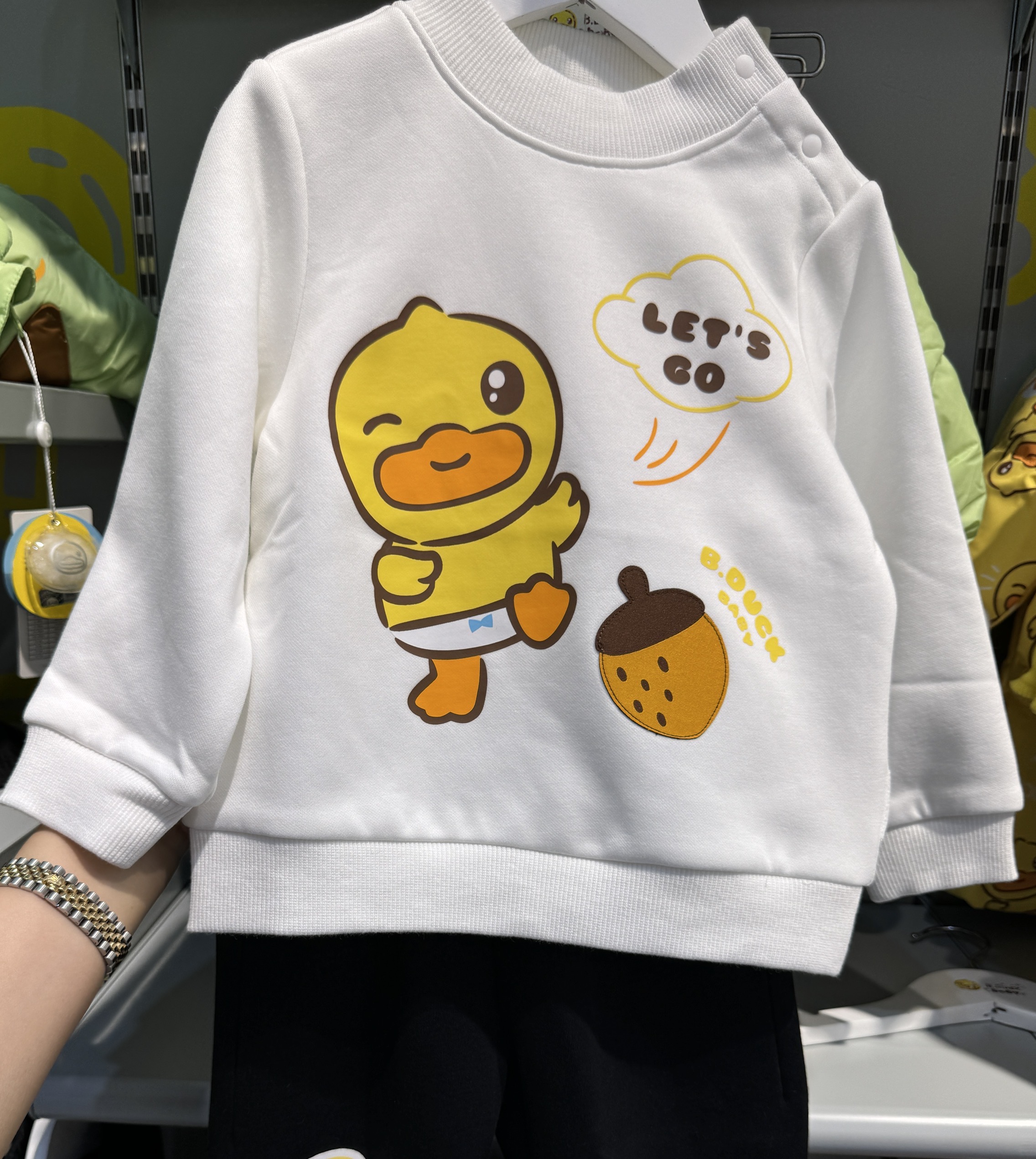 特小黄鸭加绒秋冬纯棉童装卫衣中领套头保暖上衣5508123男女宝宝