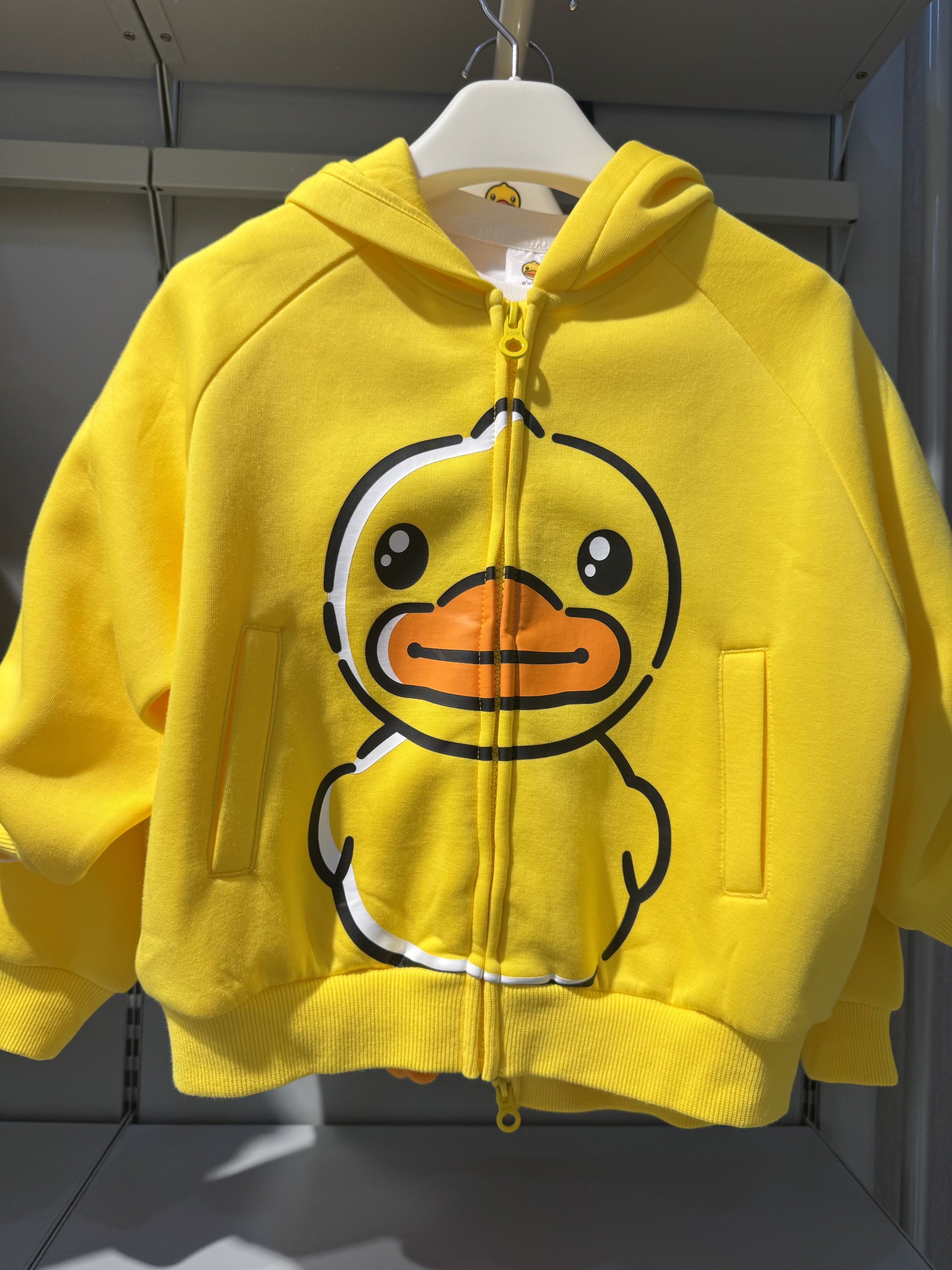 特小黄鸭男女大童装外套春秋连帽拉链衫薄面卫衣开衫上衣3607508