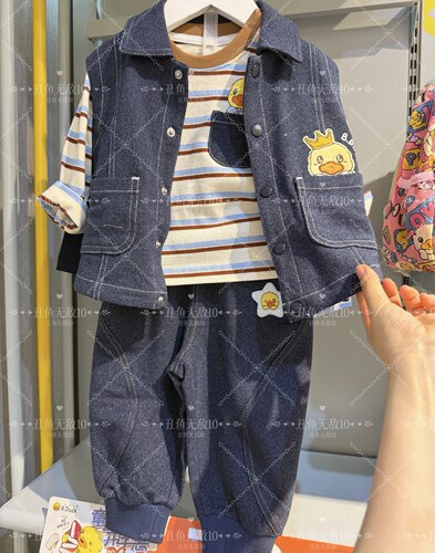 特价小黄鸭男童80-110牛仔马甲春秋宝宝上衣儿童背心童装3713116