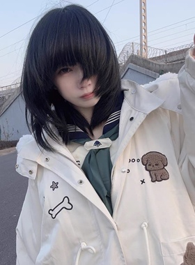 梨屋pear house 原创设计星星小狗棉服外套宽松夹棉重工刺绣