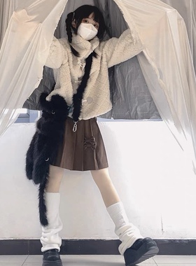 梨屋pearhouse 2021原创冬季新款羊羔绒外套女辣妹高品质高领保暖