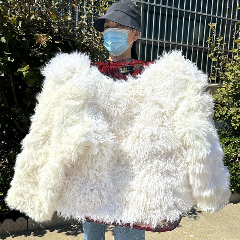 皮毛一天全毛棉袄妈妈装