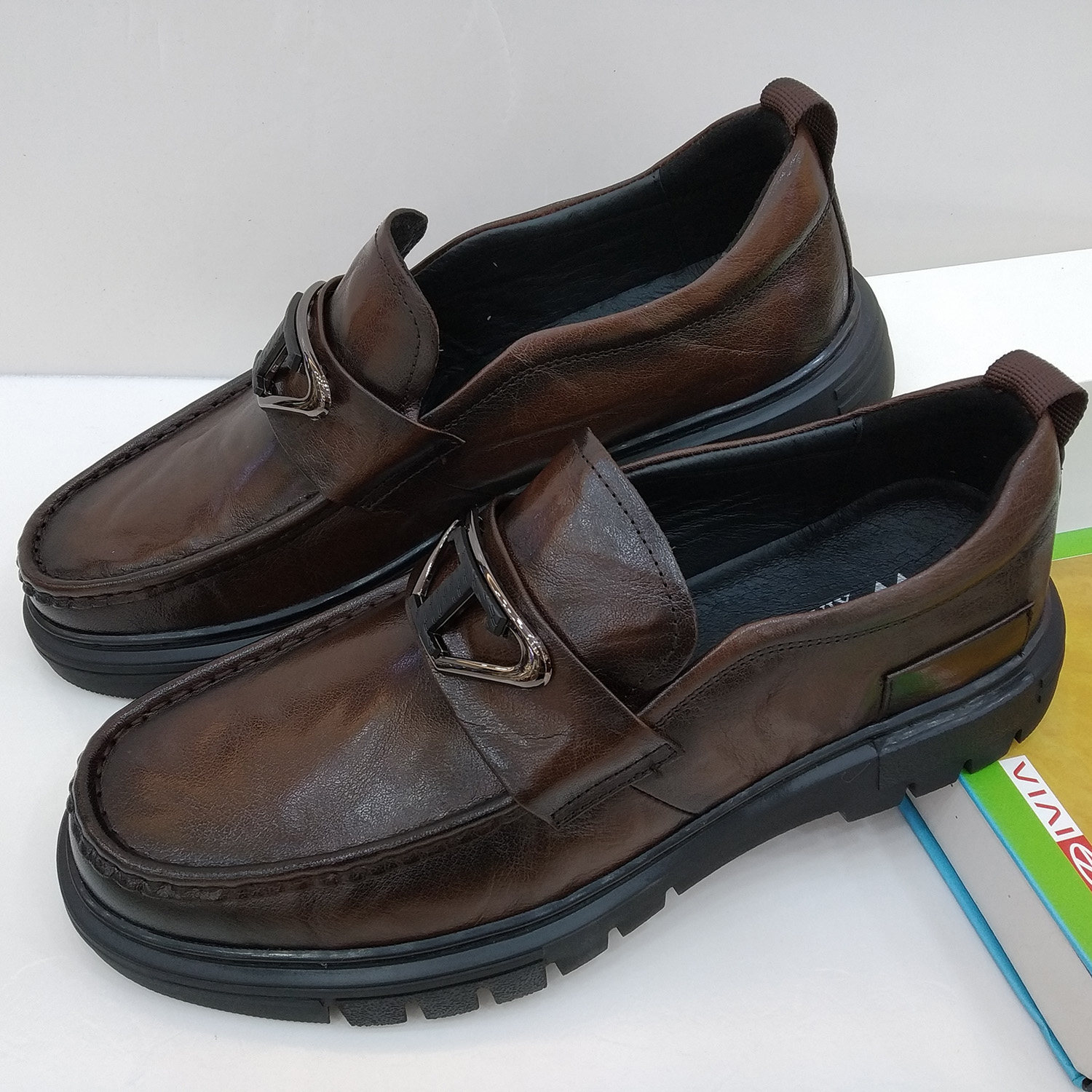 夏发男鞋2023秋季男士乐福鞋真皮商务休闲皮鞋厚底爸爸鞋头层牛皮