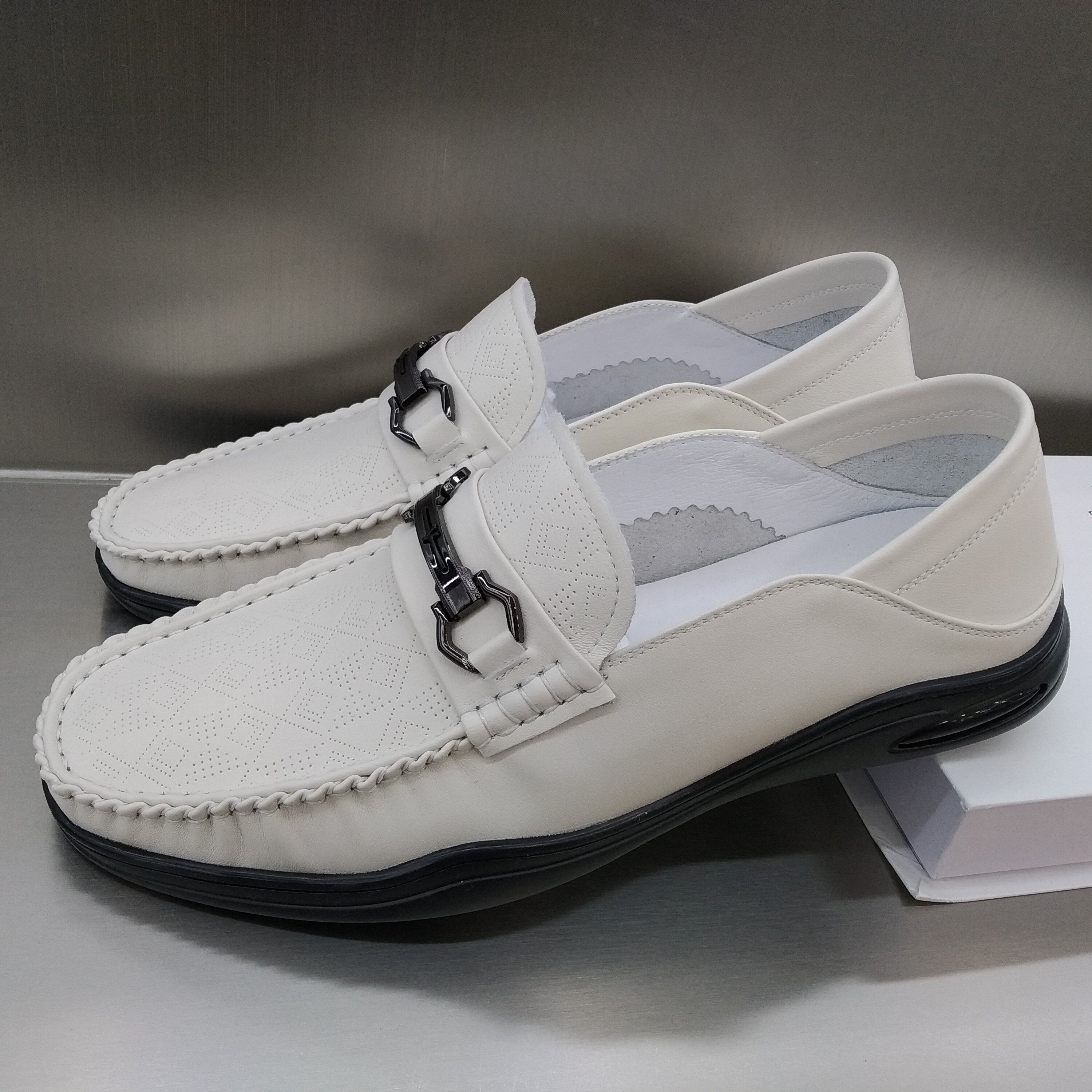 夏发真皮男鞋2026春季软底乐福鞋头层牛皮白色商务休闲皮鞋一脚蹬