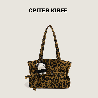 韩素希同款豹纹托特包大容量复古单肩包小众机车辣妹腋下通勤大包