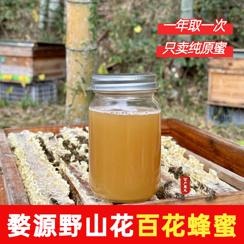 村花家百花蜜野山花百花蜂蜜纯原蜜一年取一次只卖纯原蜜500g